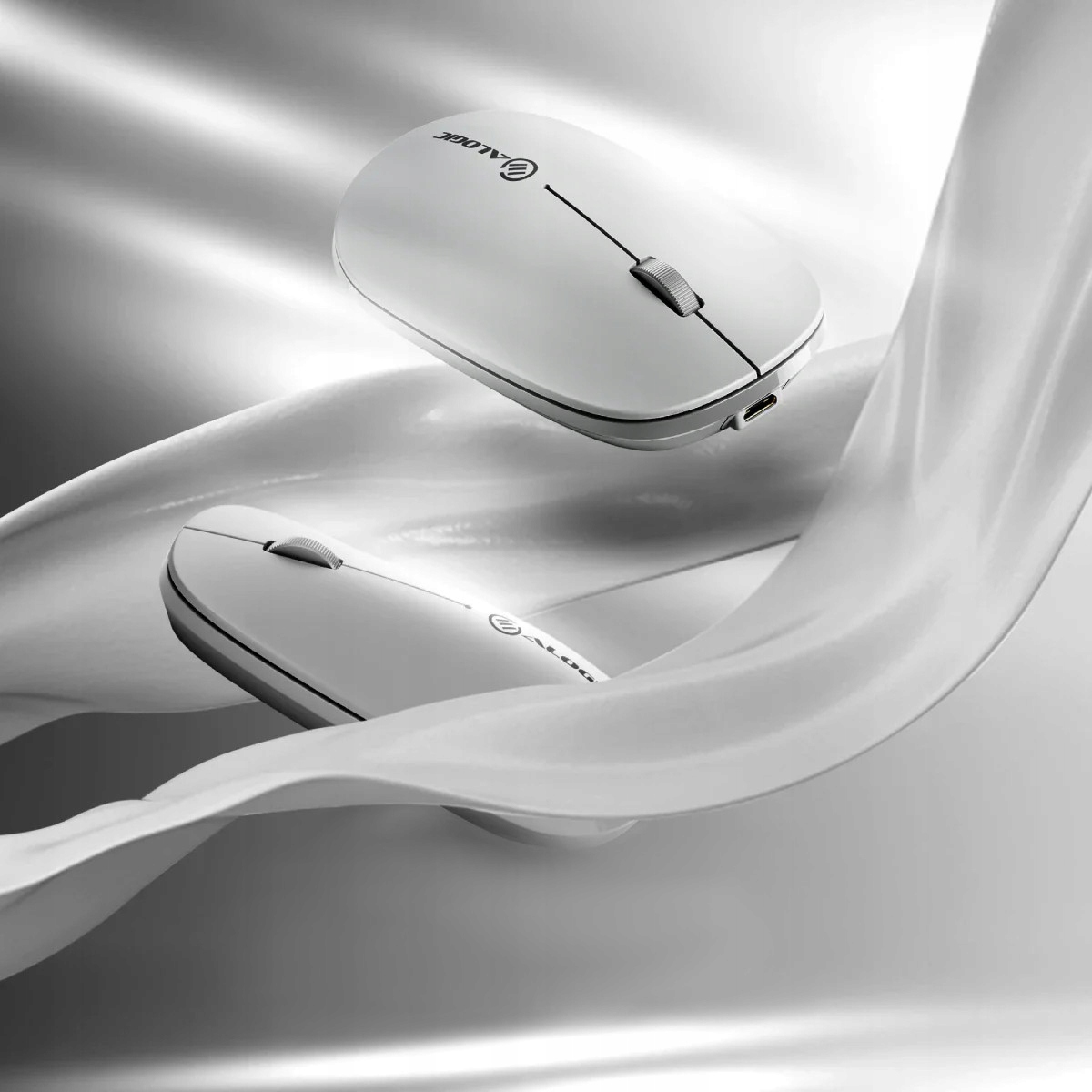 Mysz bezprzewodowa USB-C alogic echelon 4-przyciskowa biała