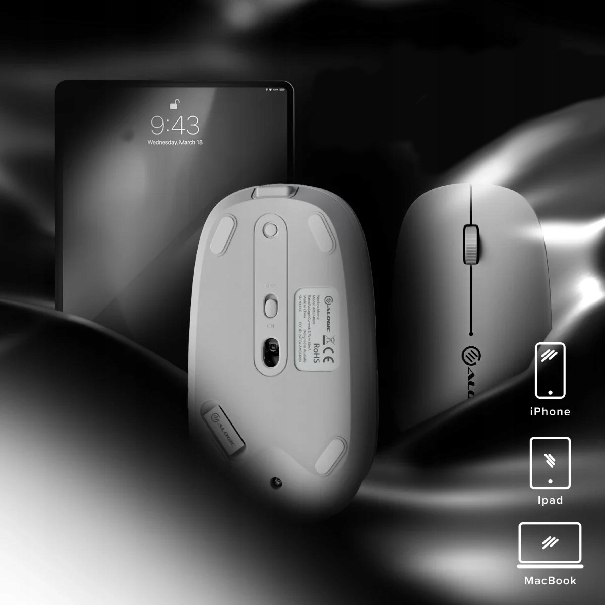 Mysz bezprzewodowa USB-C alogic echelon 4-przyciskowa biała