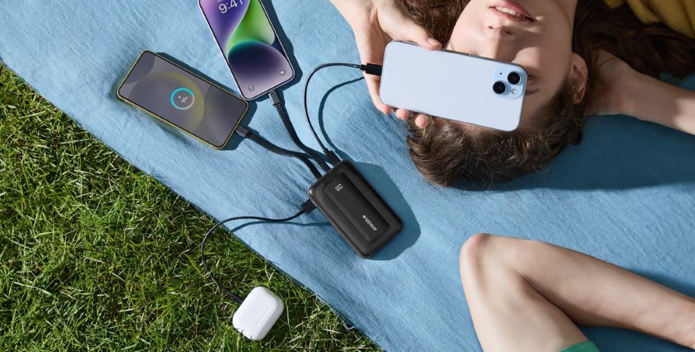 Powerbank Anker Zolo 10000 mAh 30W z wbudowanymi kablami USB-C+Lightning czarny