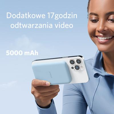 Ładowarka indukcyjna z powerbankiem Anker PowerWave Mag-Go 2 in 1 Stand Niebieska