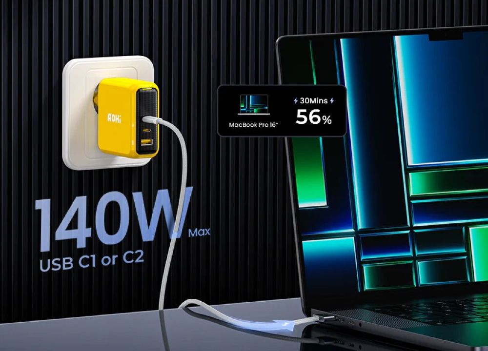 Ładowarka AOHi Magcube PD 140W 2x USB-C, 1x USB-A 
