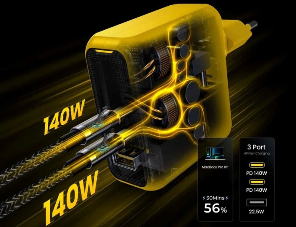 Ładowarka AOHi Magcube PD 140W 2x USB-C, 1x USB-A 