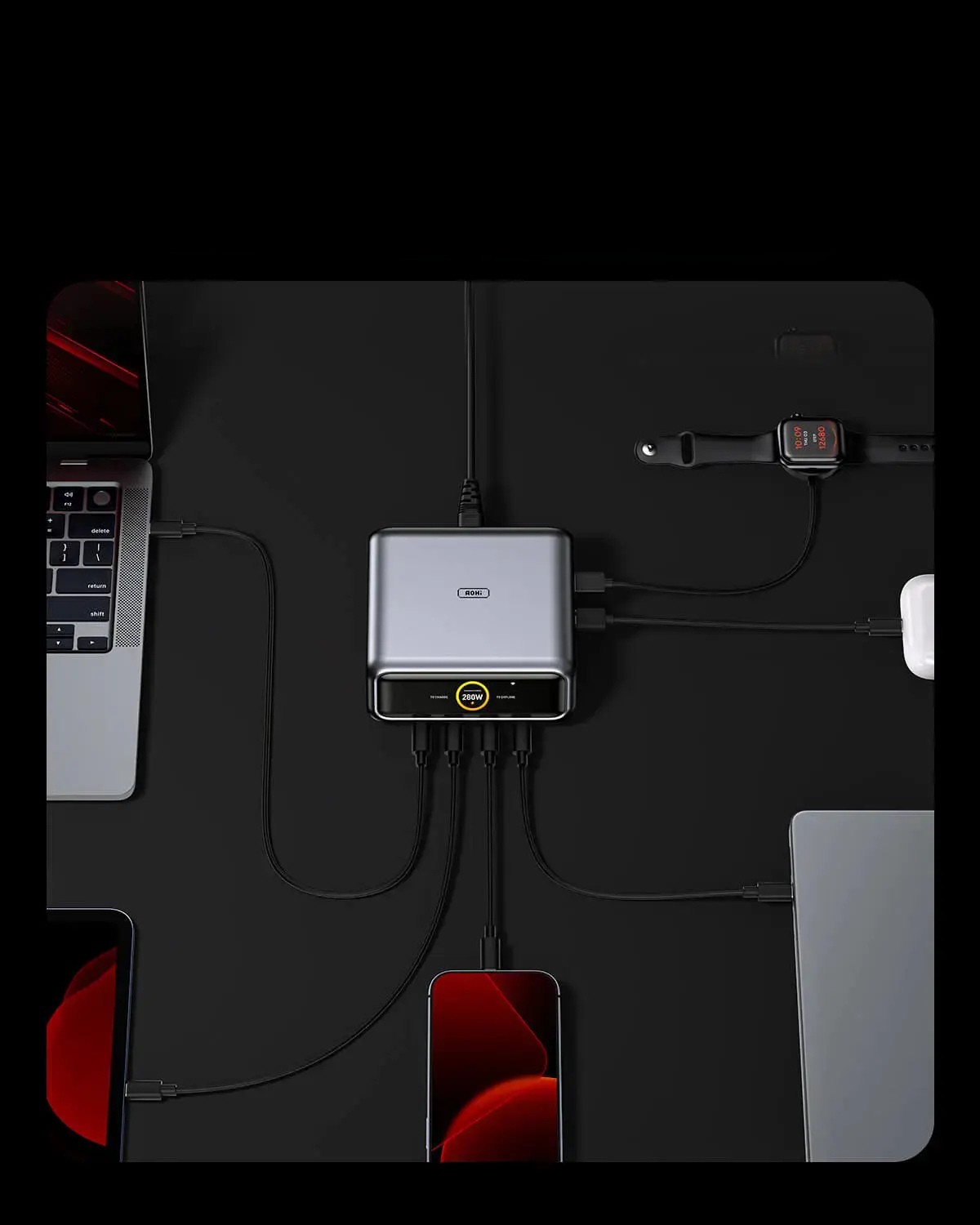 Stacja ładująca AOHi The Future AI 280W PD GaN 6-portów USB