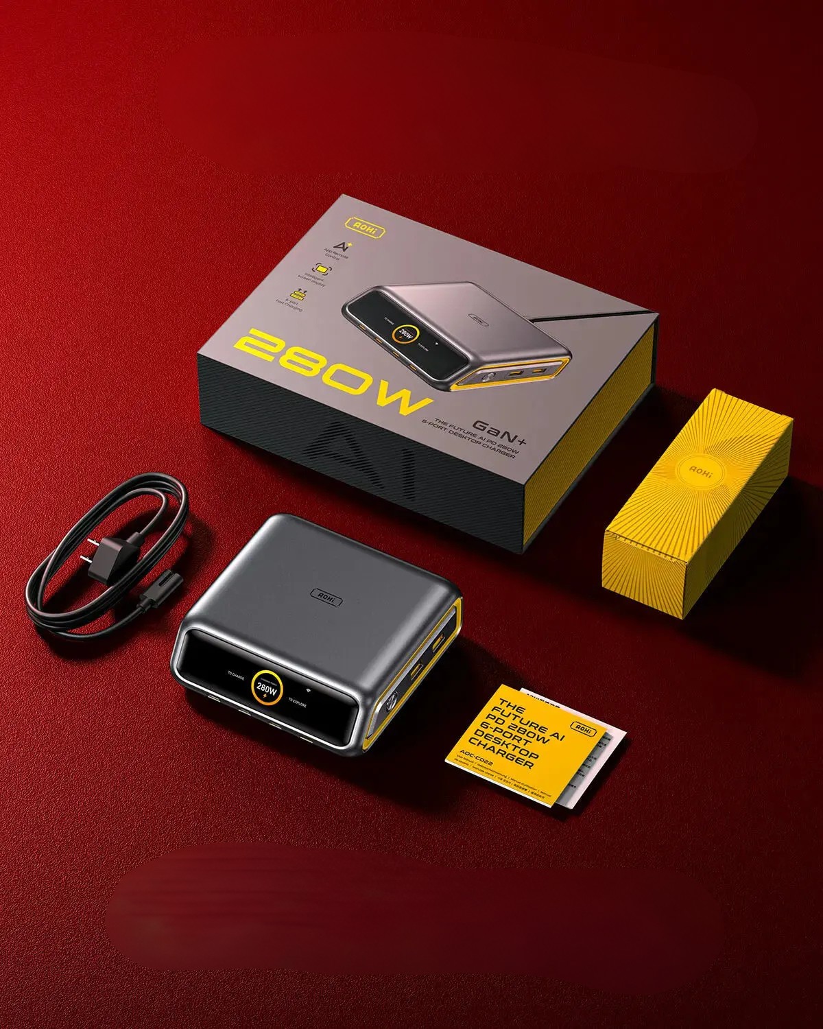 Stacja ładująca AOHi The Future AI 280W PD GaN 6-portów USB