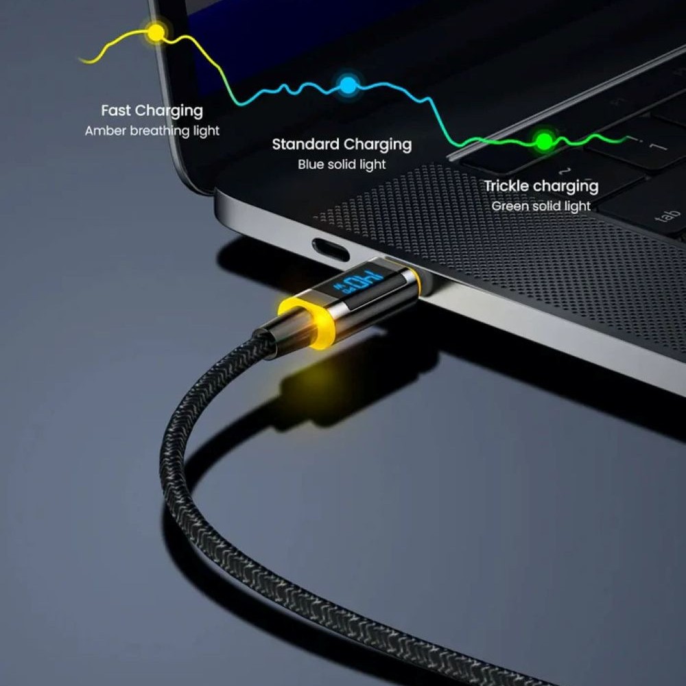Kabel USB-C z wyświetlaczem LED AOHi MAGLINE+ 140W 1,2m