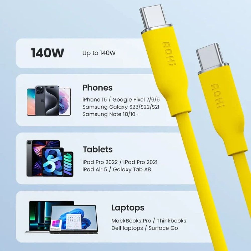 Kabel USB-C AOHi SILKY CABLE MAGLINE 140W 1m