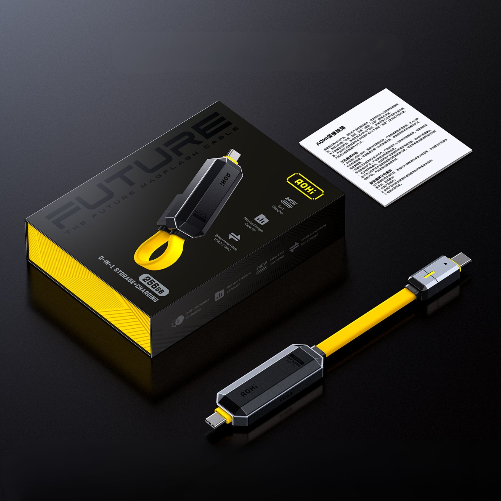 Kabel z dyskiem SSD AOHi The Future Magflash 256GB 1000 MB/s