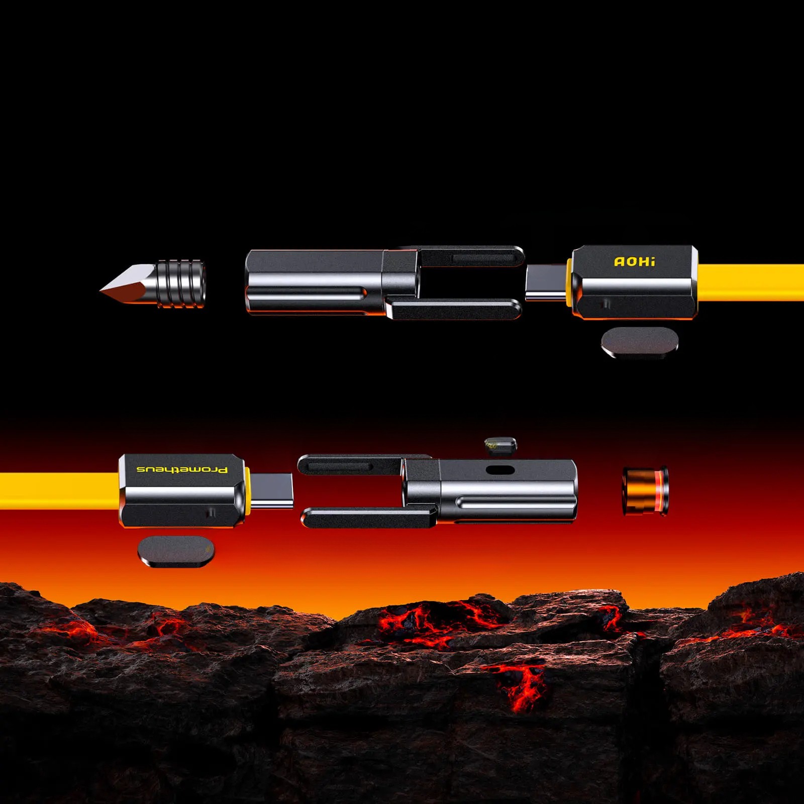 Kabel EDC AOHi Prometheus 3 w 1 Tytanowy 240W z ostrzem i zapalniczką