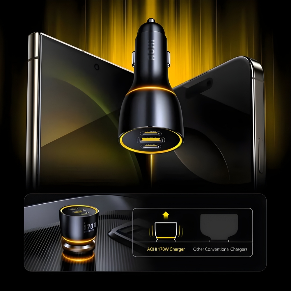 Ładowarka samochodowa AOHi Superauto PD 170W 2x USB-C, 1x USB-A