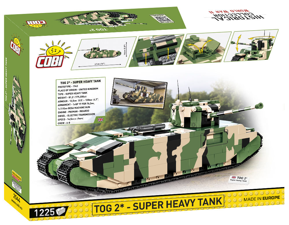 KLOCKI COBI HC WWII 2544 CZOŁG TOG 2 SUPER HEAVY TANK 1225 KL.