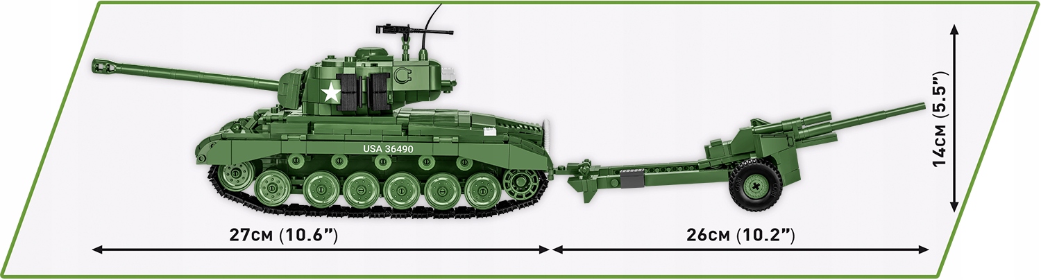 KLOCKI COBI HC WWII 2563 M26 PERSHING & 3-INCH M5 GUN 1065 KL.