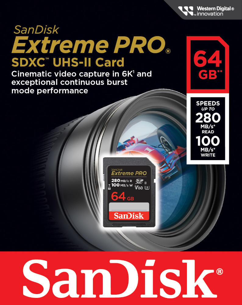 KARTA SANDISK EXTREME PRO SDXC 64GB - 280/100 MB/s V60 UHS-II