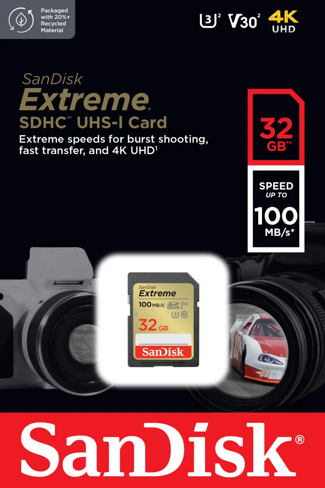 KARTA SANDISK EXTREME SDHC 32 GB 100/60 MB/s C10 V30 UHS-I U3