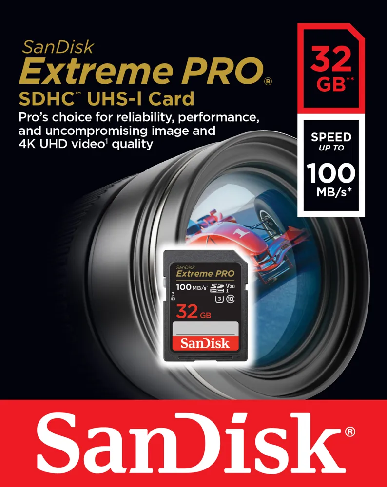 KARTA SANDISK EXTREME PRO SDHC 32GB 100/90 MB/s C10 V30 UHS-I U3
