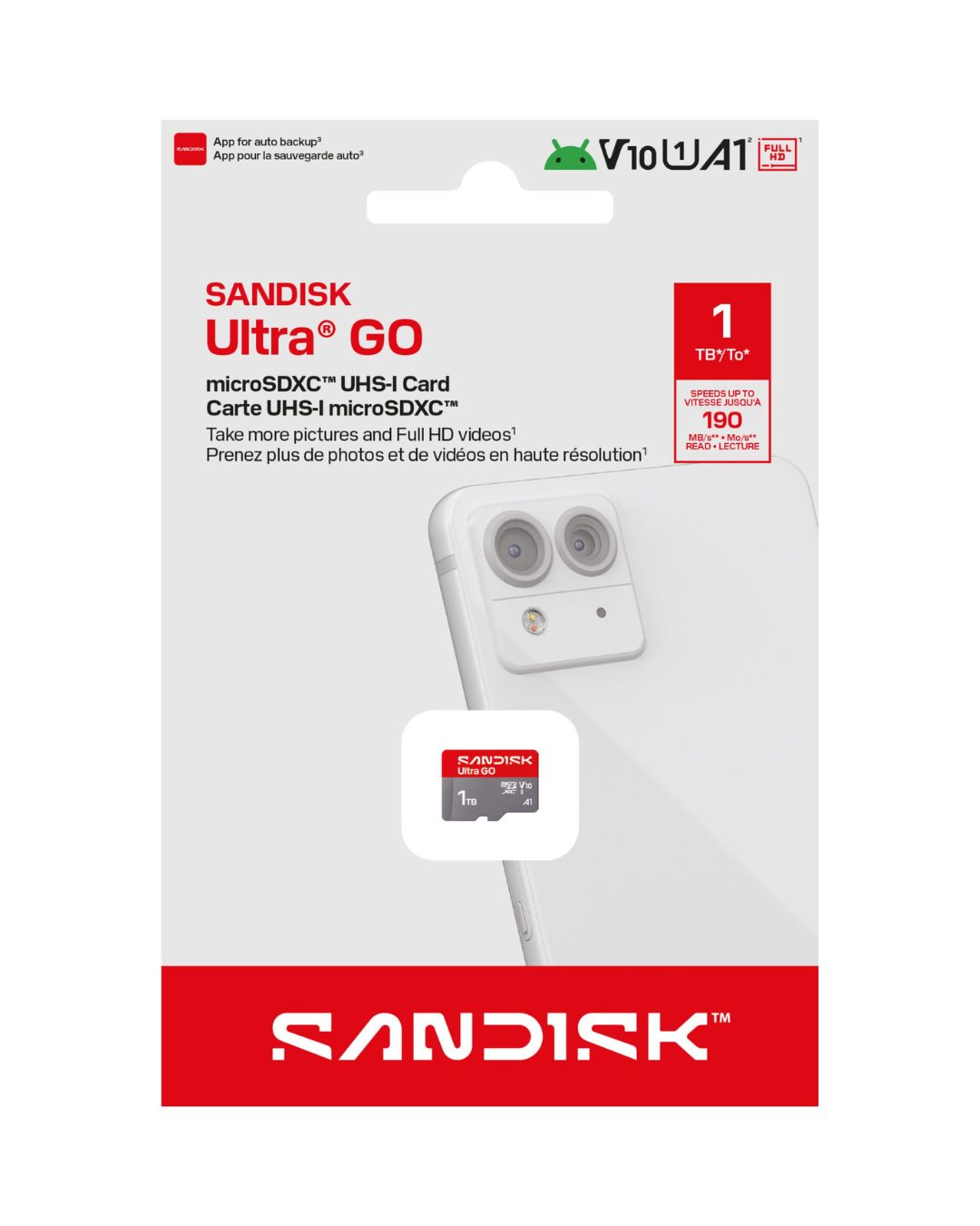 Karta pamięci SanDisk Ultra GO microSDXC 1TB, 190MB/s, UHS-I, A1