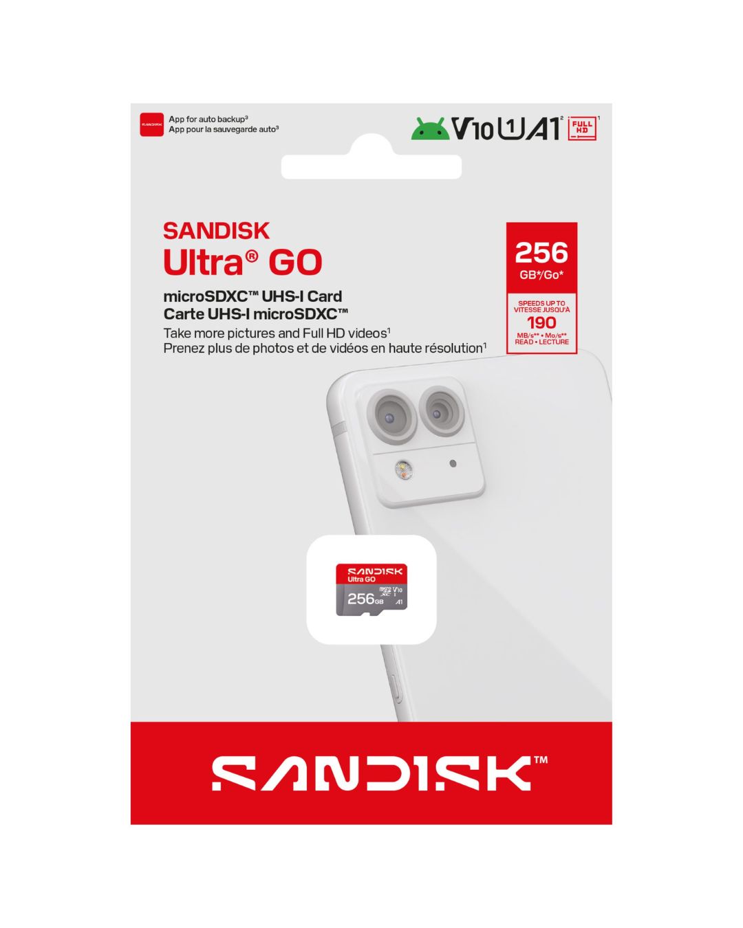 SanDisk Ultra GO microSDXC UHS-I 256GB 190MB/s A1 – szybka karta pamięci microSD