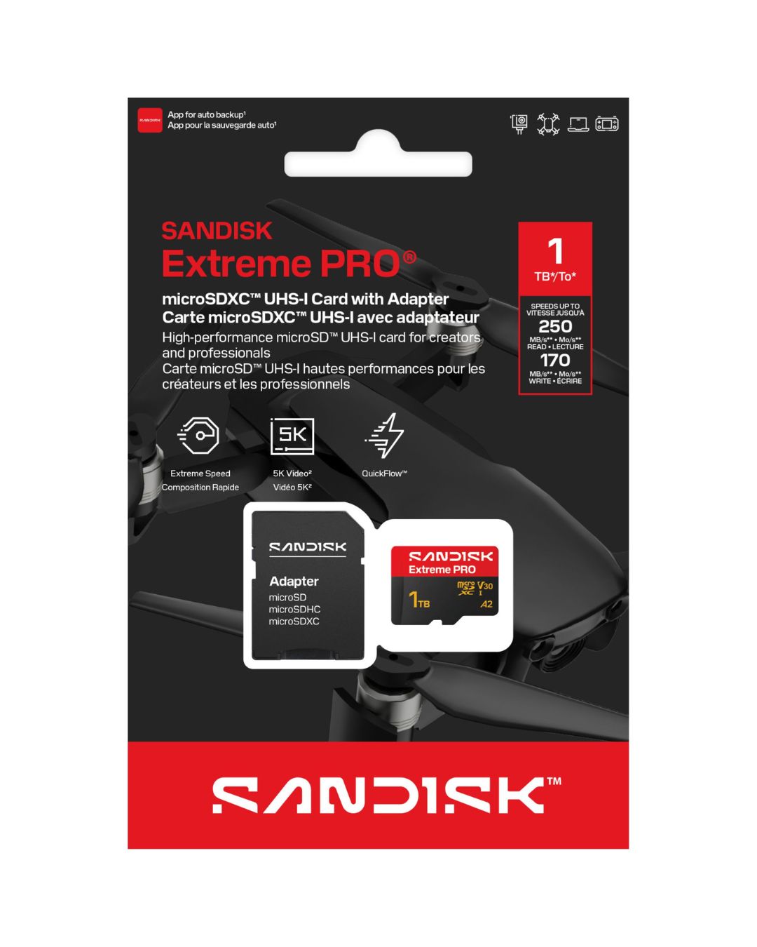 Karta pamięci SanDisk Extreme PRO microSDXC 1TB, 250/170MB/s, UHS-I, A2, V30