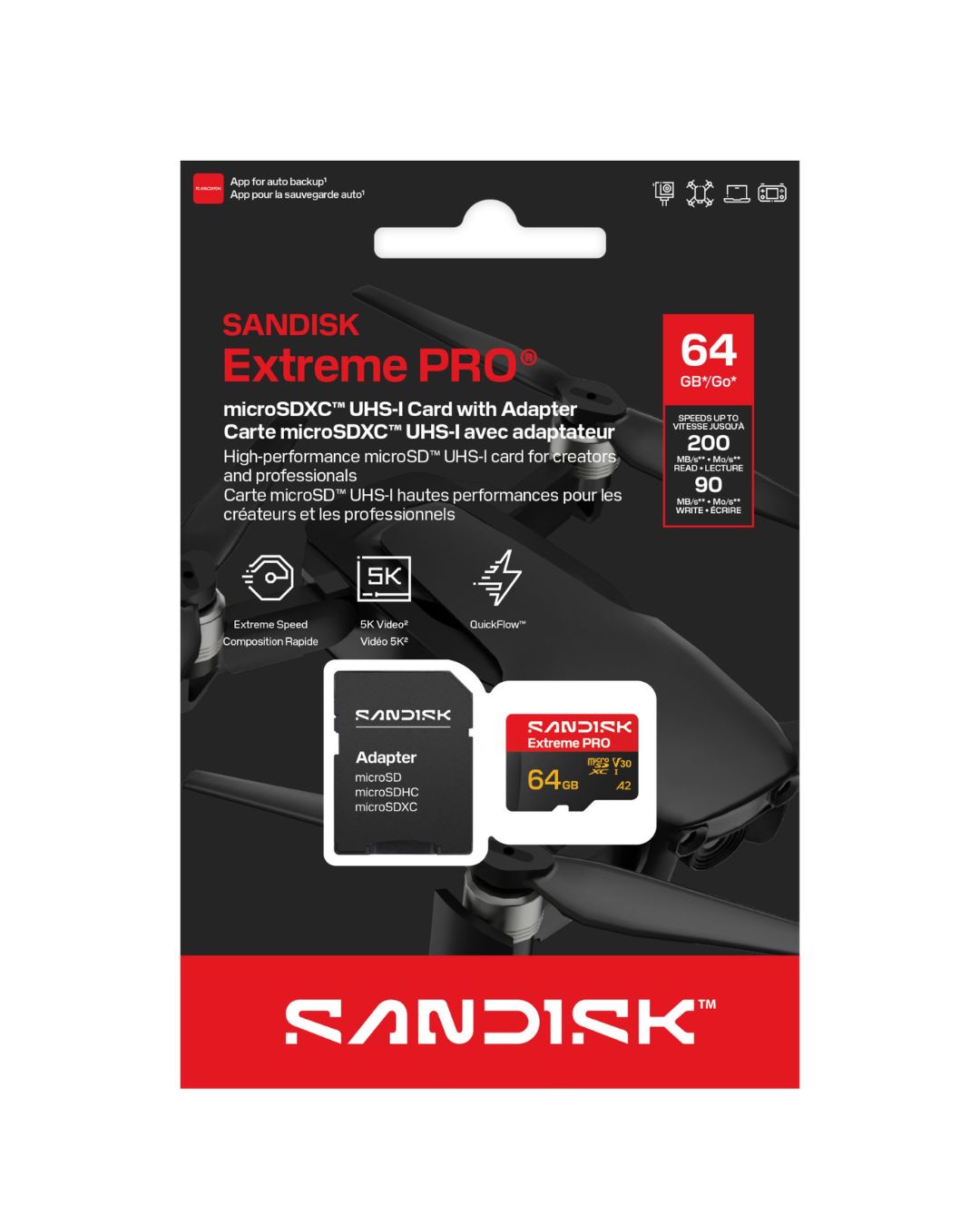 Karta sandisk extreme pro microsdxc uhs-i 200/90 mb/s 64gb
