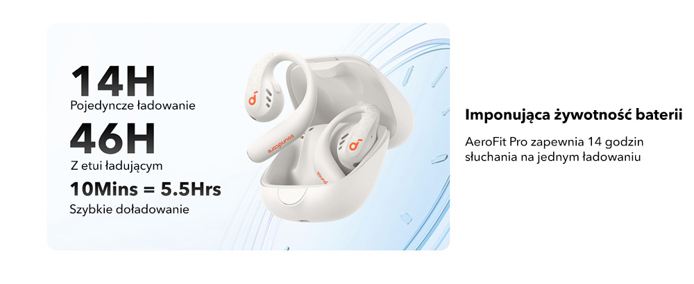 Słuchawki bezprzewodowe o otwartej konstrukcji Soundcore AeroFit Pro Białe
