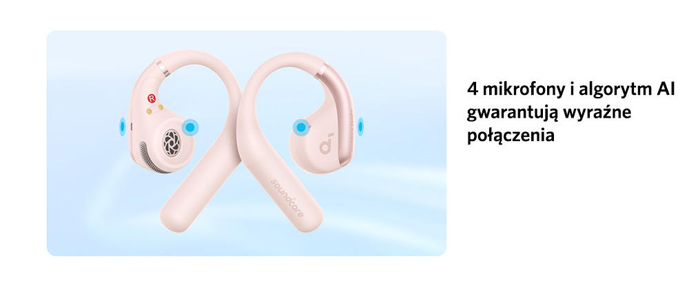 Słuchawki bezprzewodowe o otwartej konstrukcji Soundcore AeroFit Różowy