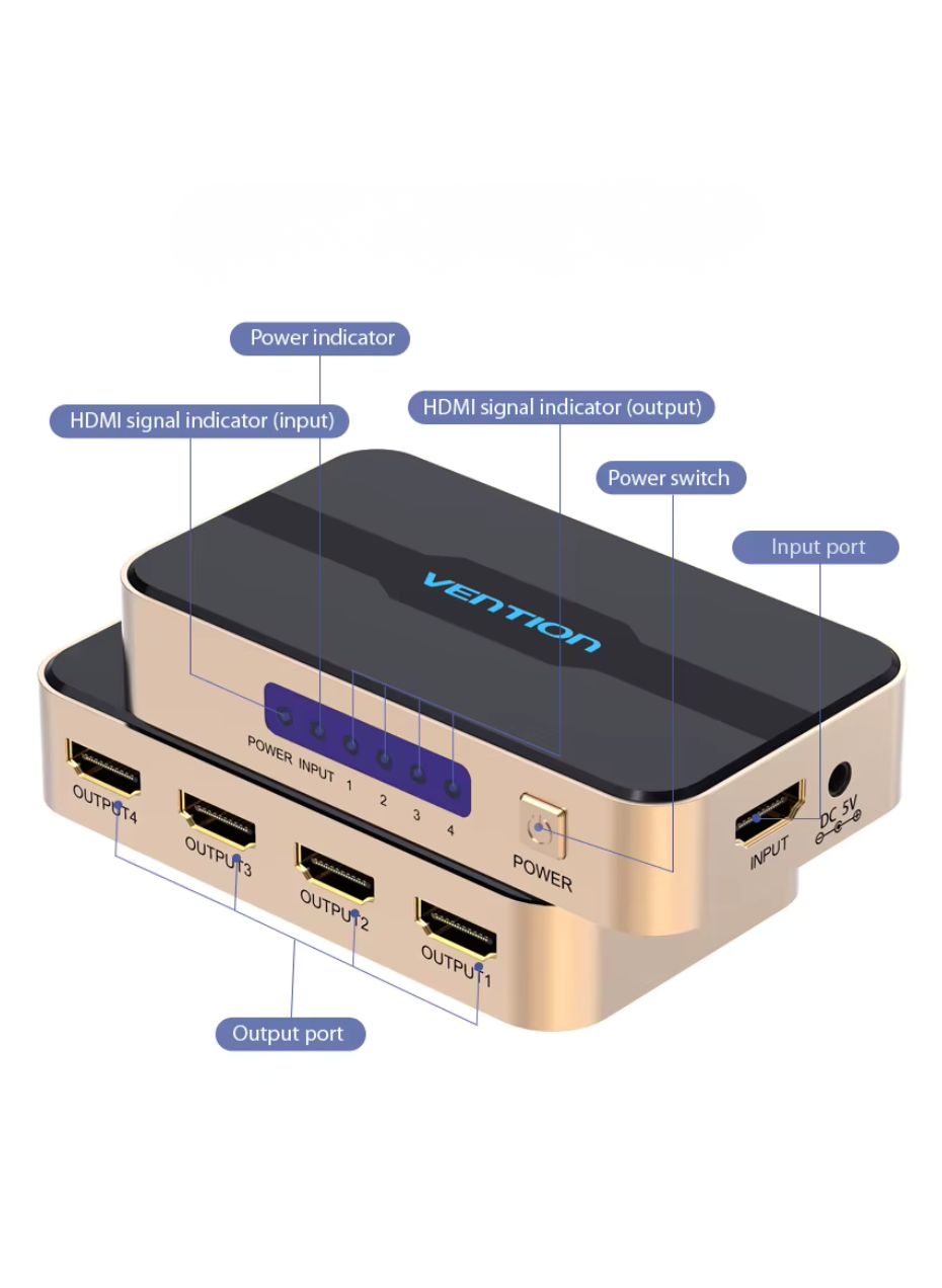 HDMI splitter Vention 1 wejście x 4 wyjść 4k@30hz