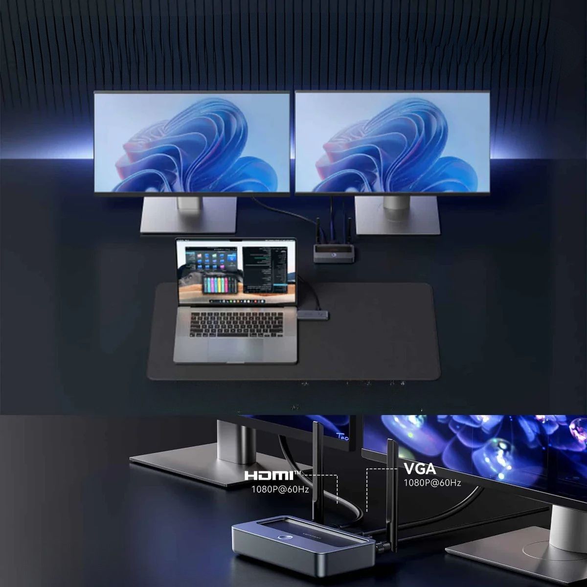 Bezprzewodowy nadajnik i odbiornik HDMI klasy korporacyjnej Vention zasieg 50m
