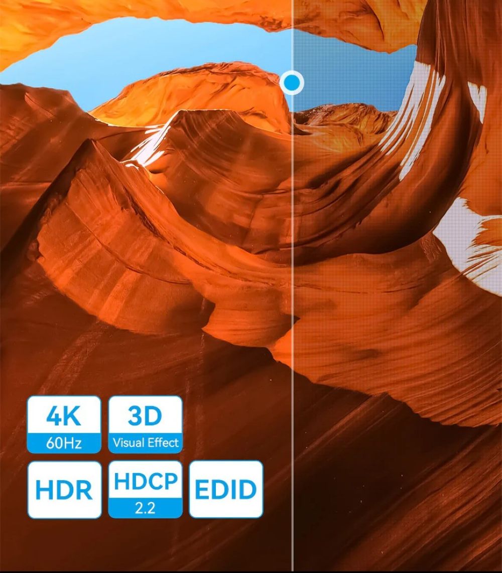 Dwukierunkowy przełącznik 2-portowy HDMI Vention 4K@60Hz