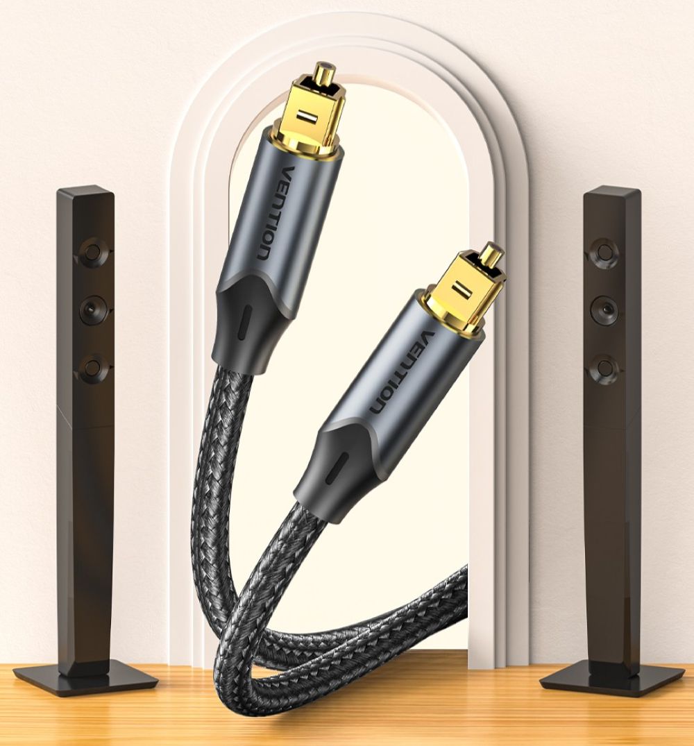 Kabel audio optyczny Vention w oplocie z aluminiowym złączem 10m Czarny