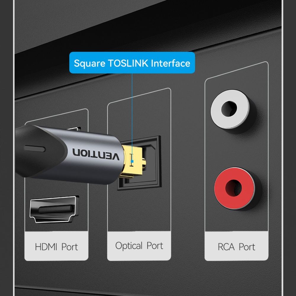 Kabel audio optyczny Vention w oplocie z aluminiowym złączem 10m Czarny