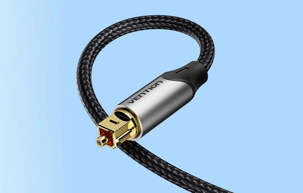 Kabel audio optyczny Vention w oplocie z aluminiowym złączem 5m szary