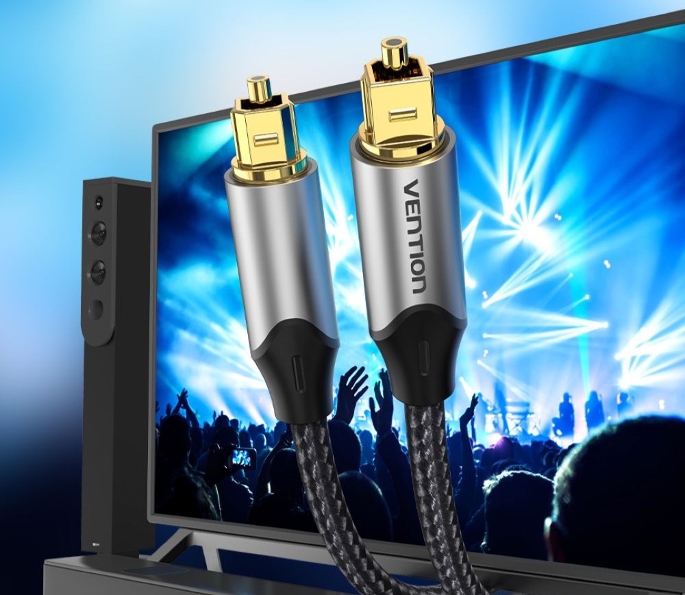 Kabel audio optyczny Vention w oplocie z aluminiowym złączem 5m szary