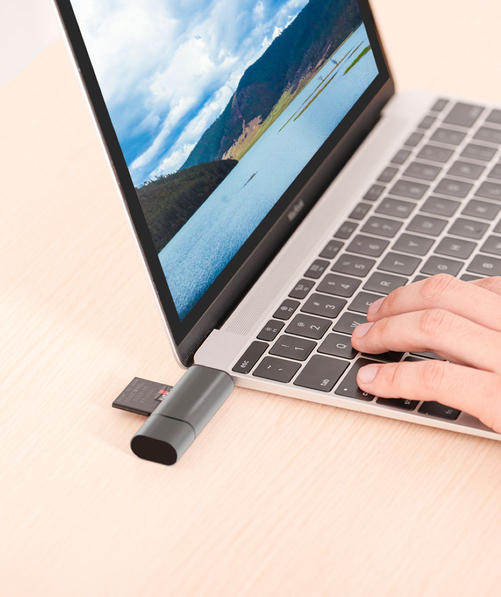 Czytnik kart SD / microSD Vention ze złączami USB 3.0 USB-C microSD szary