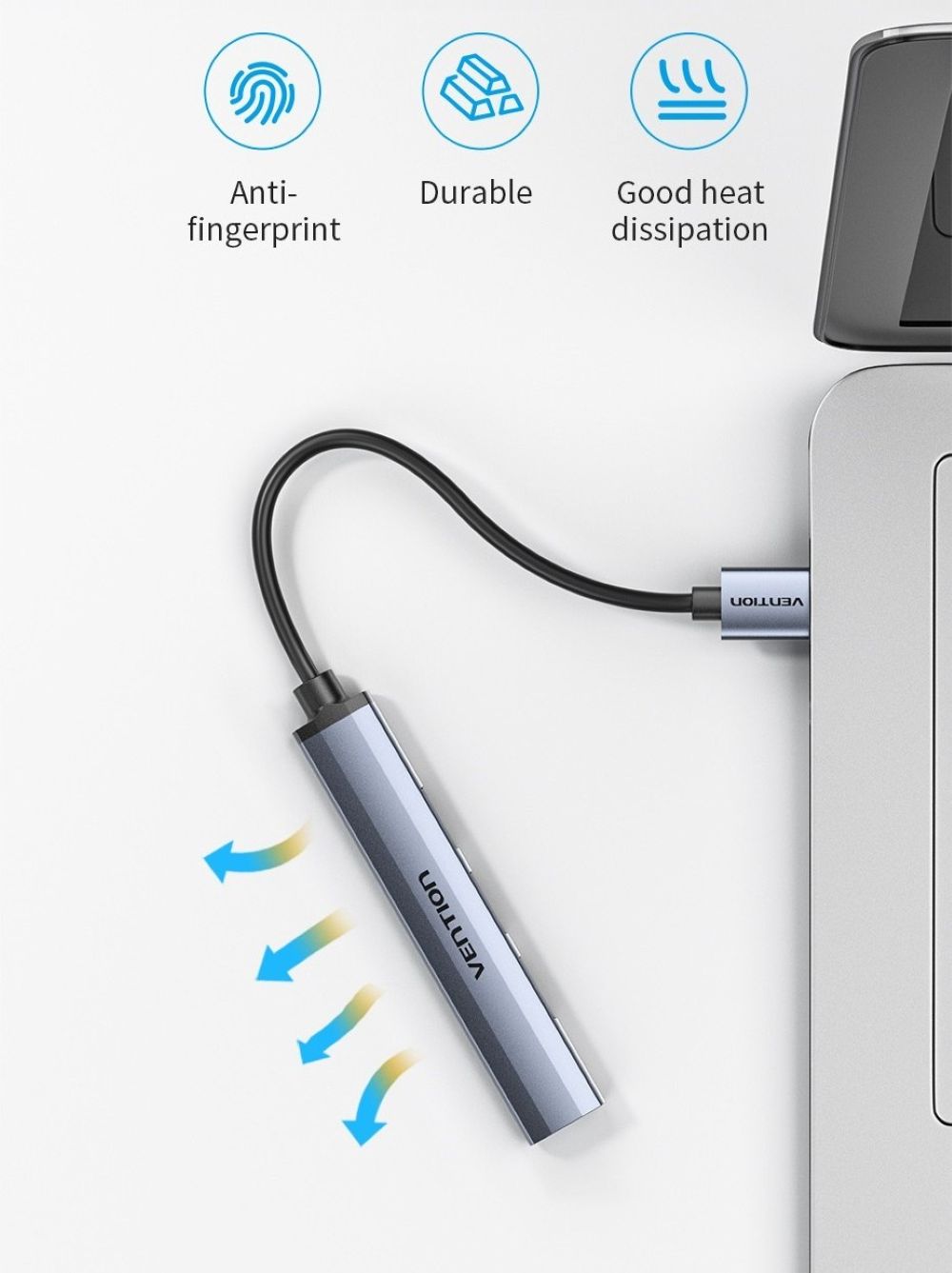 Mini Hub USB 3.0 Vention 4w1 0.15m