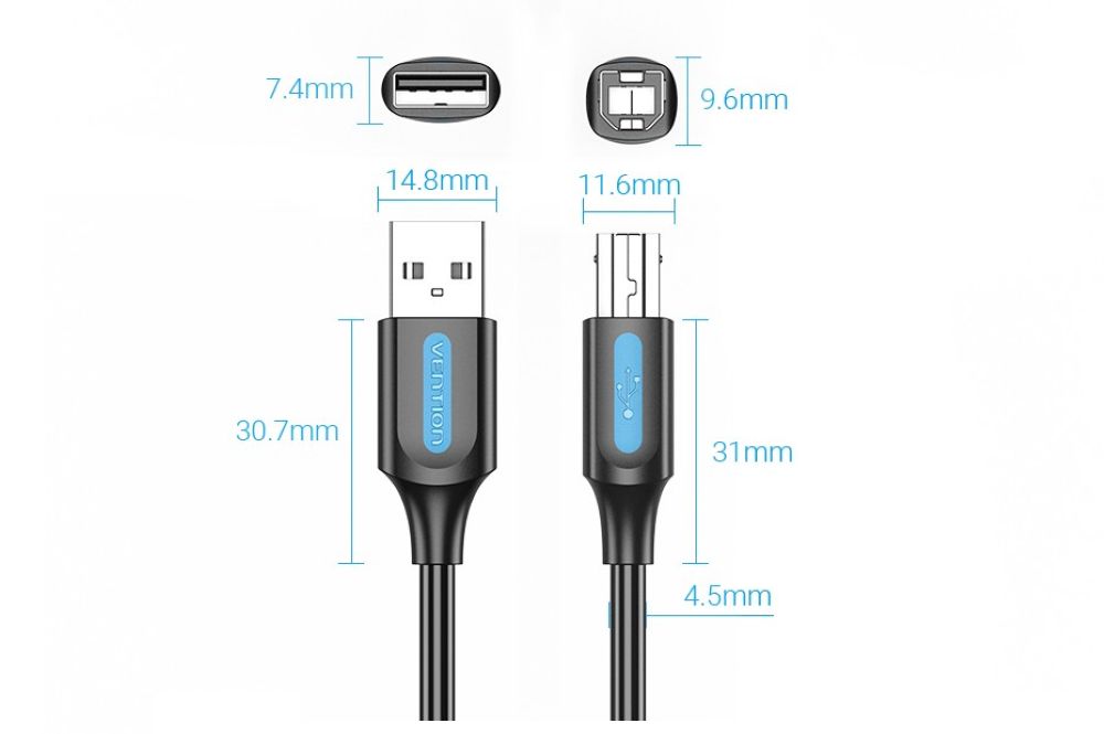 Kabel USB 2.0 USB-A do USB-B Vention 480Mbps 3m