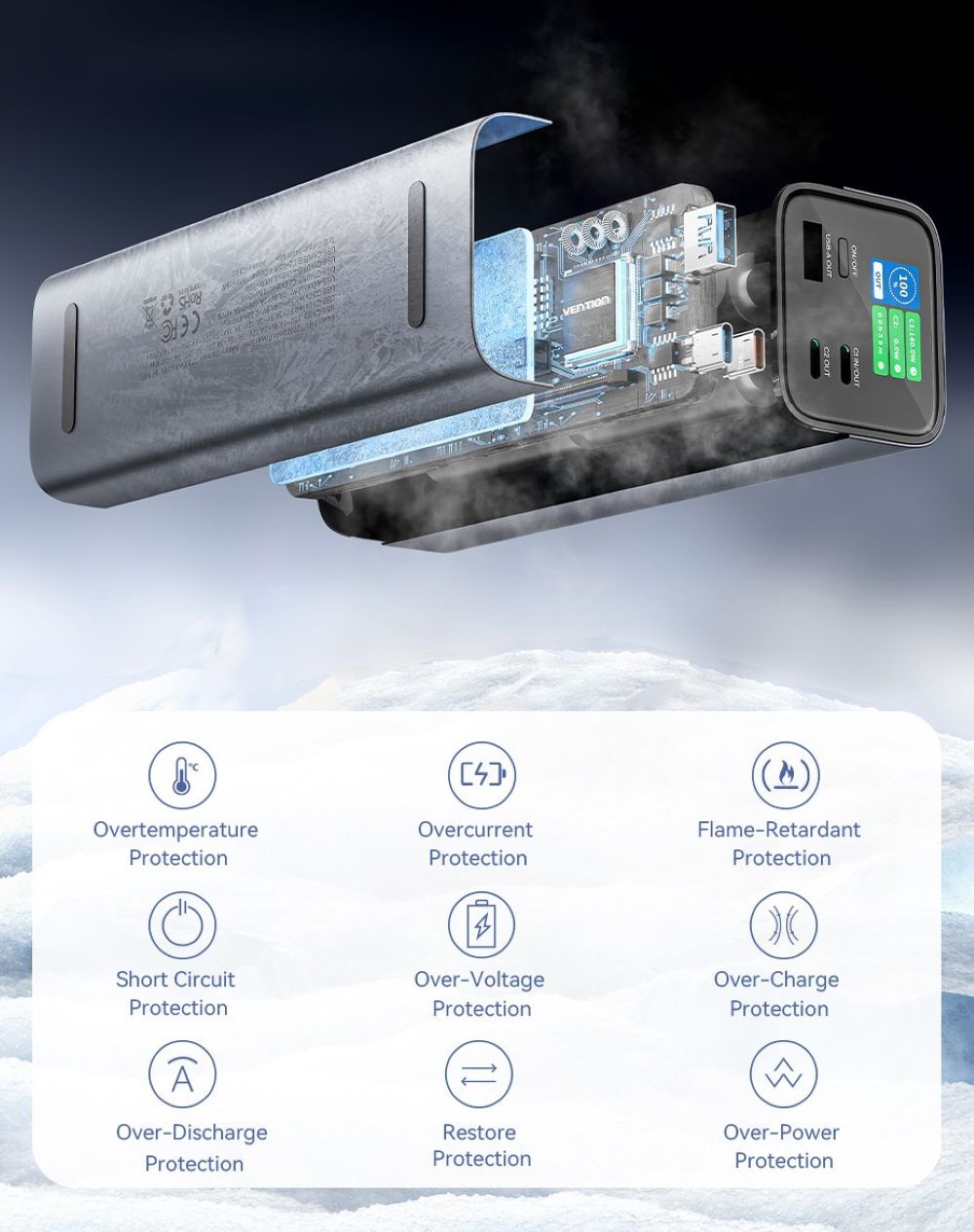 Powerbank Vention 27000mAh 140W PD 3.1 + kabel USB-C 240W