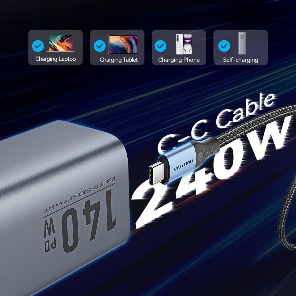 Powerbank Vention 27000mAh 140W PD 3.1 + kabel USB-C 240W