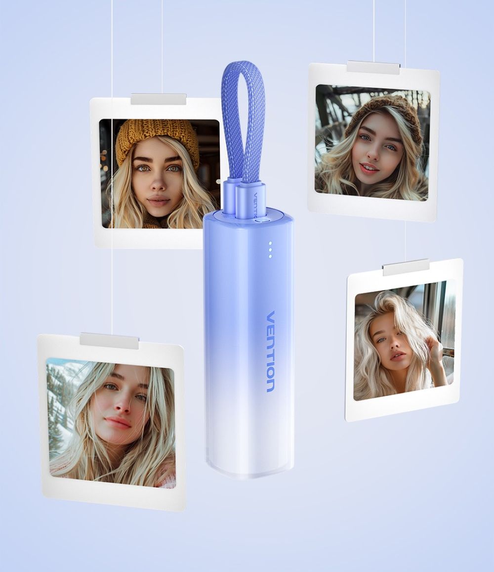 Powerbank Vention 20W PD USB-C Lightning 5000 mAh niebieski gradient