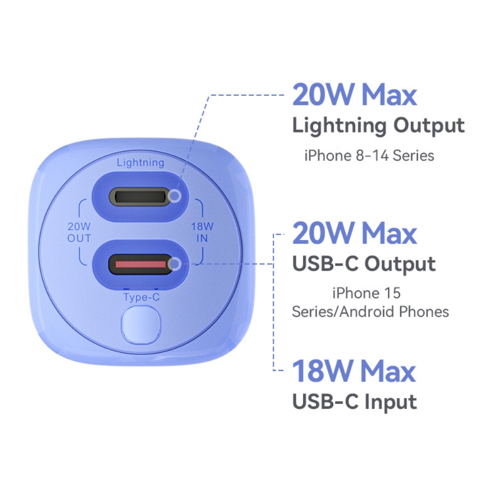 Powerbank Vention 20W PD USB-C Lightning 5000 mAh różowy gradient