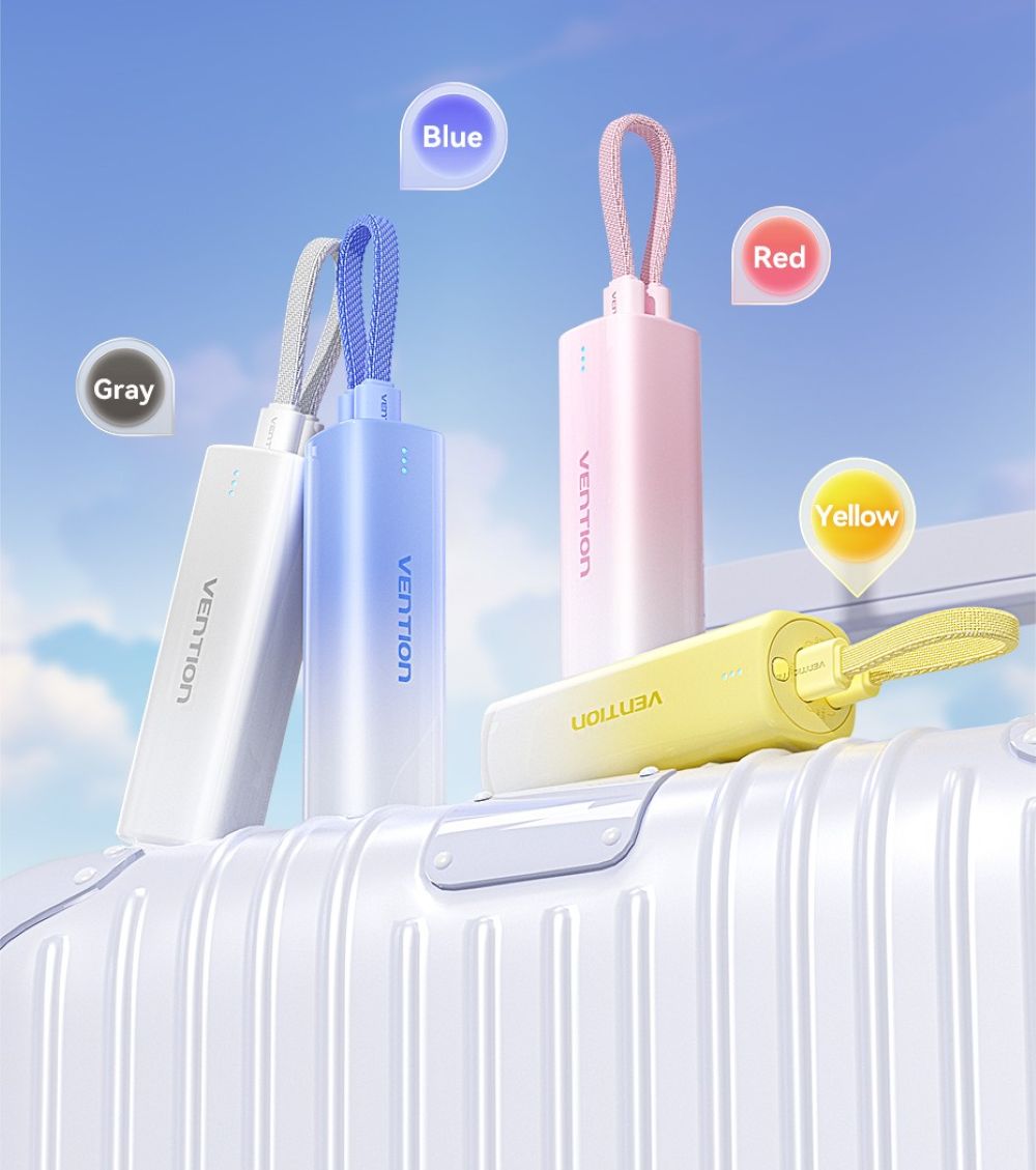 Powerbank Vention 20W PD USB-C Lightning 5000 mAh różowy gradient