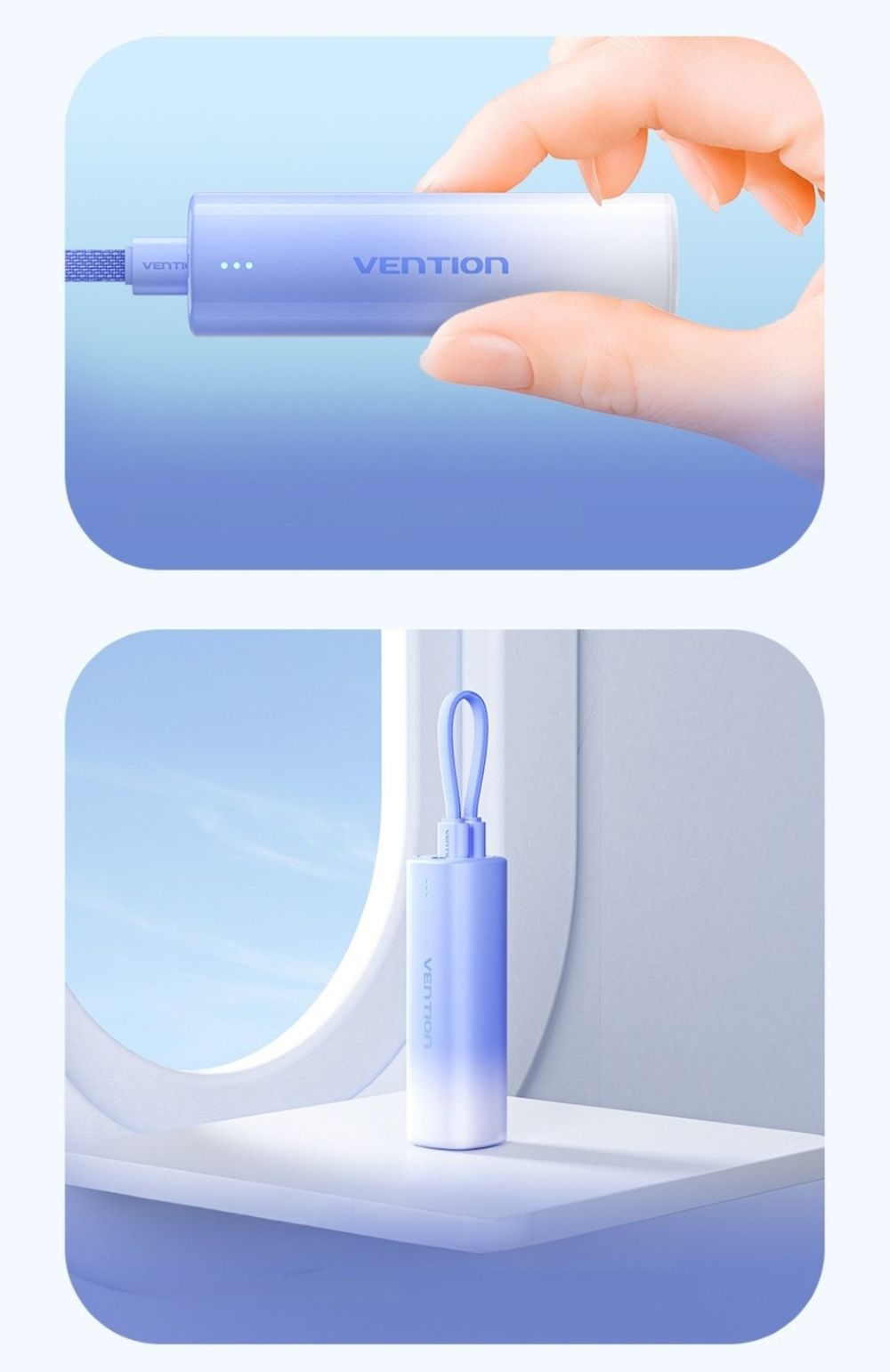 Powerbank Vention 20W PD USB-C Lightning 5000 mAh różowy gradient