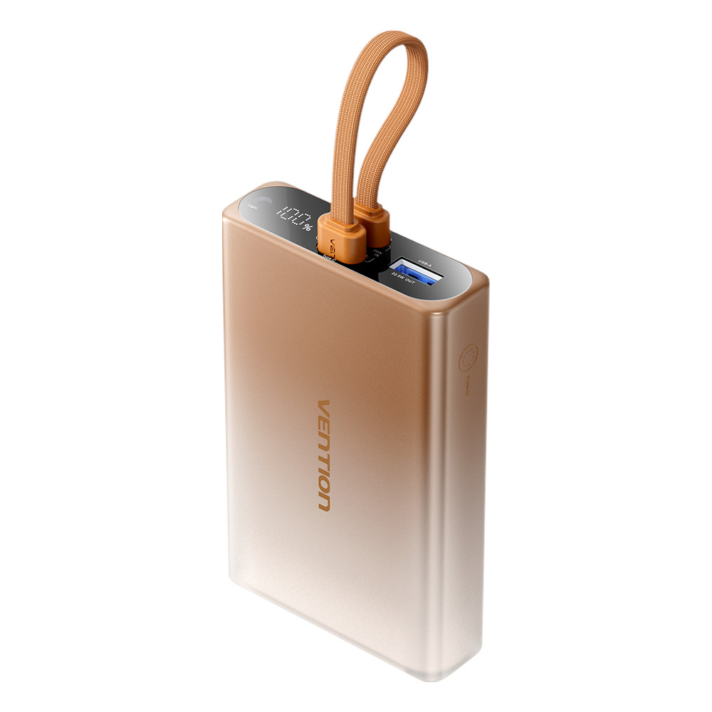 Powerbank Vention 10000 mAh USB-C + Lightning + USB-A 22,5W z wyświetlaczem LED miedziany 
