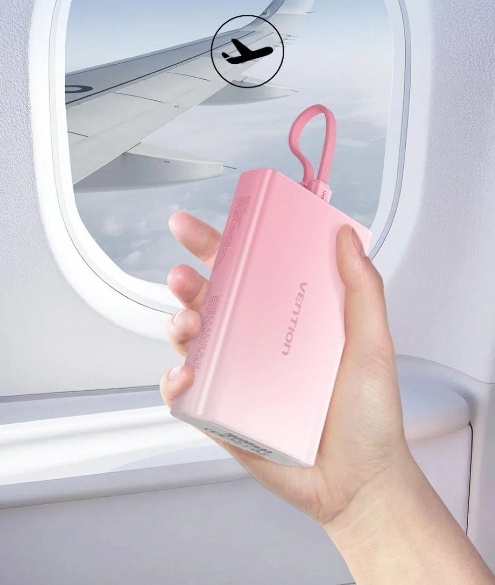 Powerbank Vention 10000 mAh USB-C + Lightning + USB-A 22,5W z wyświetlaczem LED miedziany 