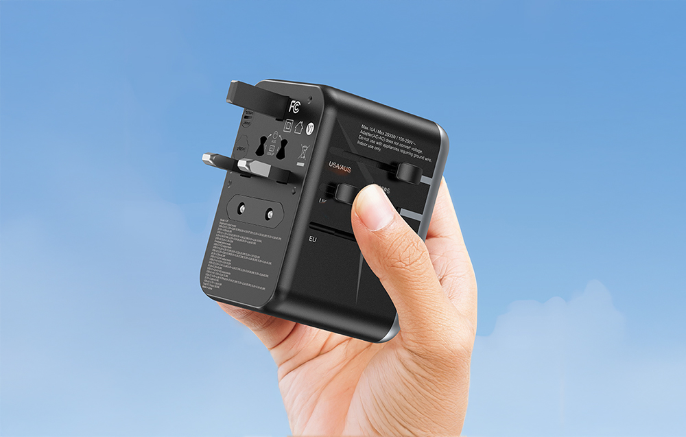 Uniwersalny adapter podróżny z ładowarką Vention 65W GaN 2x USB-A 2x USB-C czarny