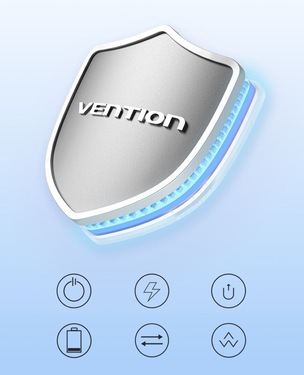 Powerbank Vention 10000mAh 2 x USB-C 1x USB-A z wyświetlaczem 22,5W niebieski