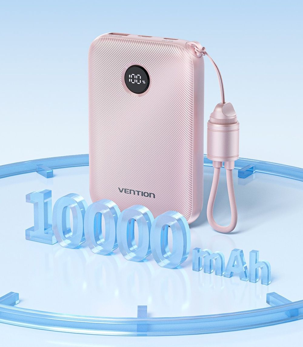 Powerbank Vention 10000mAh 2 x USB-C 1x USB-A z wyświetlaczem 22,5W niebieski