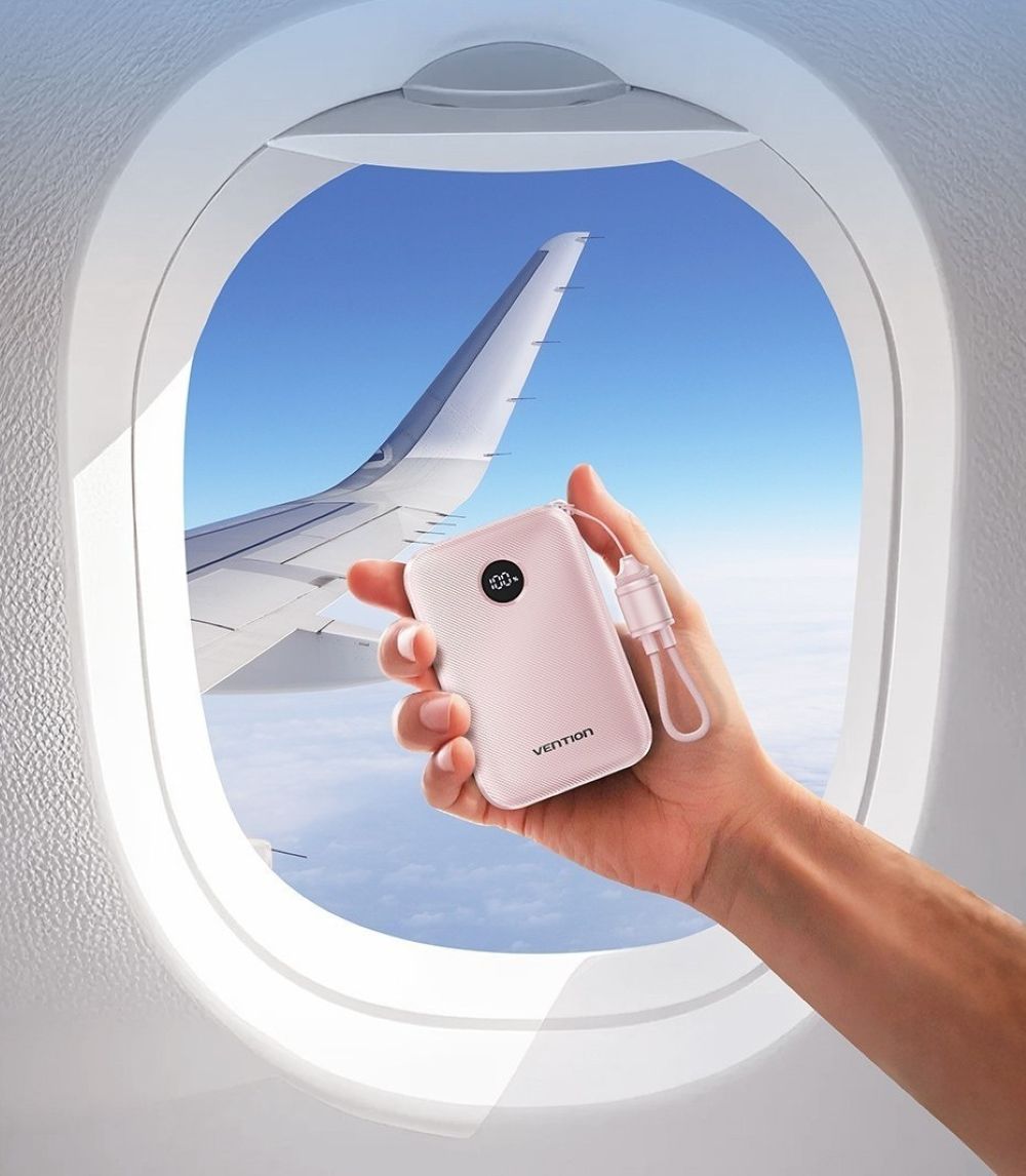 Powerbank Vention 10000mAh 2 x USB-C 1x USB-A z wyświetlaczem 22,5W beżowy