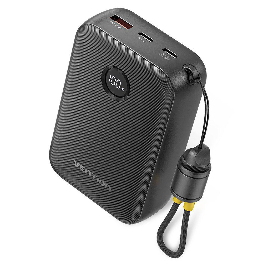 Powerbank Vention 20000mAh 2 x USB-C 1x USB-A z wyświetlaczem 22,5W czarny