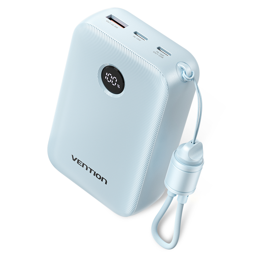 Powerbank Vention 20000mAh 2 x USB-C 1x USB-A z wyświetlaczem 22,5W niebieski