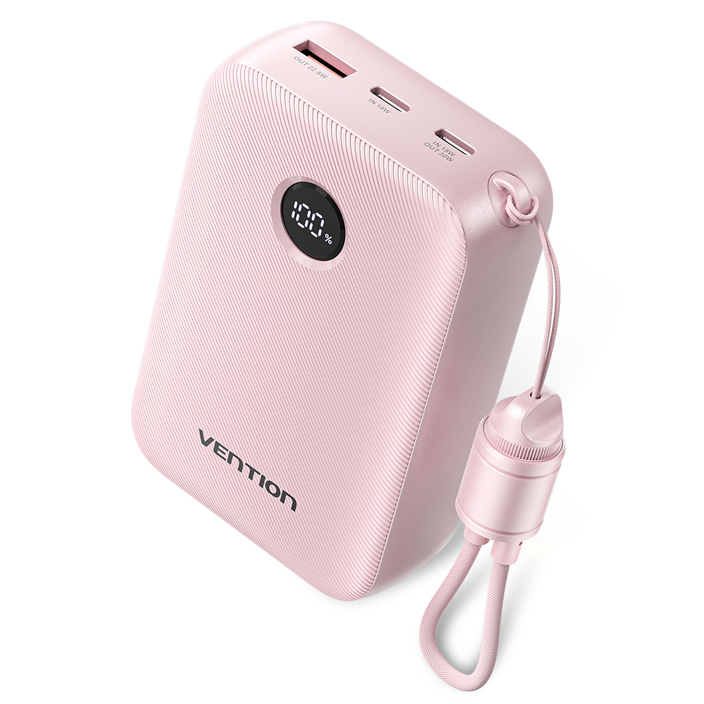 Powerbank Vention 20000mAh 2 x USB-C 1x USB-A z wyświetlaczem 22,5W różowy