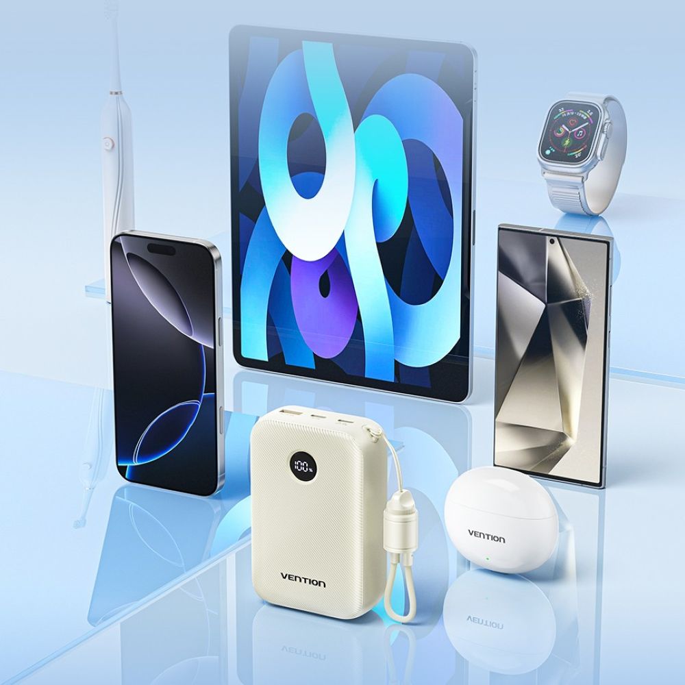 Powerbank Vention 20000mAh 2 x USB-C 1x USB-A z wyświetlaczem 22,5W różowy